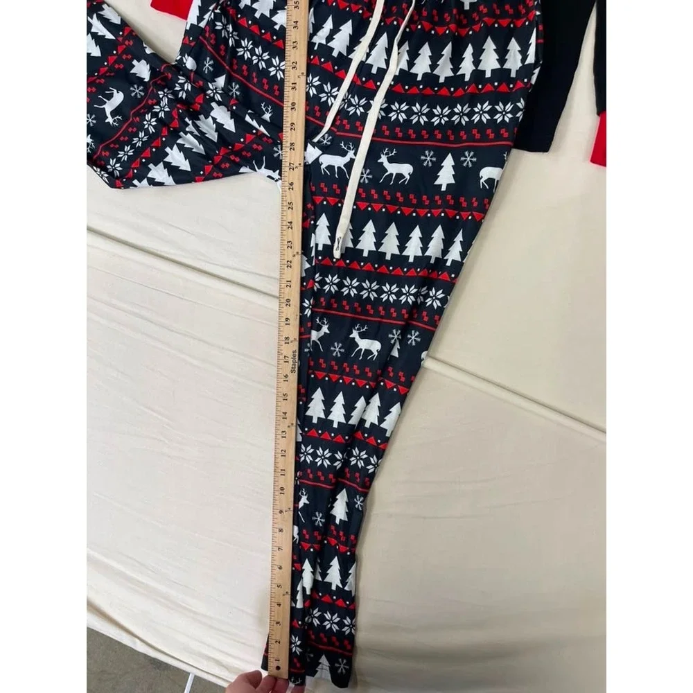 IFFEI Womens Christmas Pajama Set Santa Hat Top Fair Isle Reindeer Pants Small